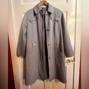 Vintage Gray Houndstooth Trench Coat